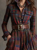 Harper belted shirt dress, red, belt detail