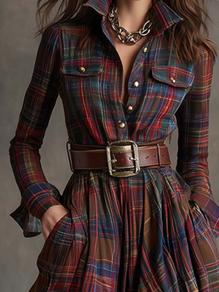 Harper belted shirt dress, red, belt detail