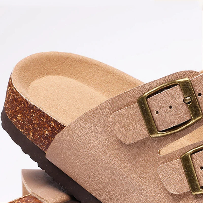 Hex Nappa leather slides in soft beige, featuring a minimalist design with a comfortable, casual style. 6