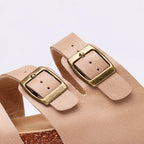 Hex Nappa leather slides in soft beige, featuring a minimalist design with a comfortable, casual style. 7