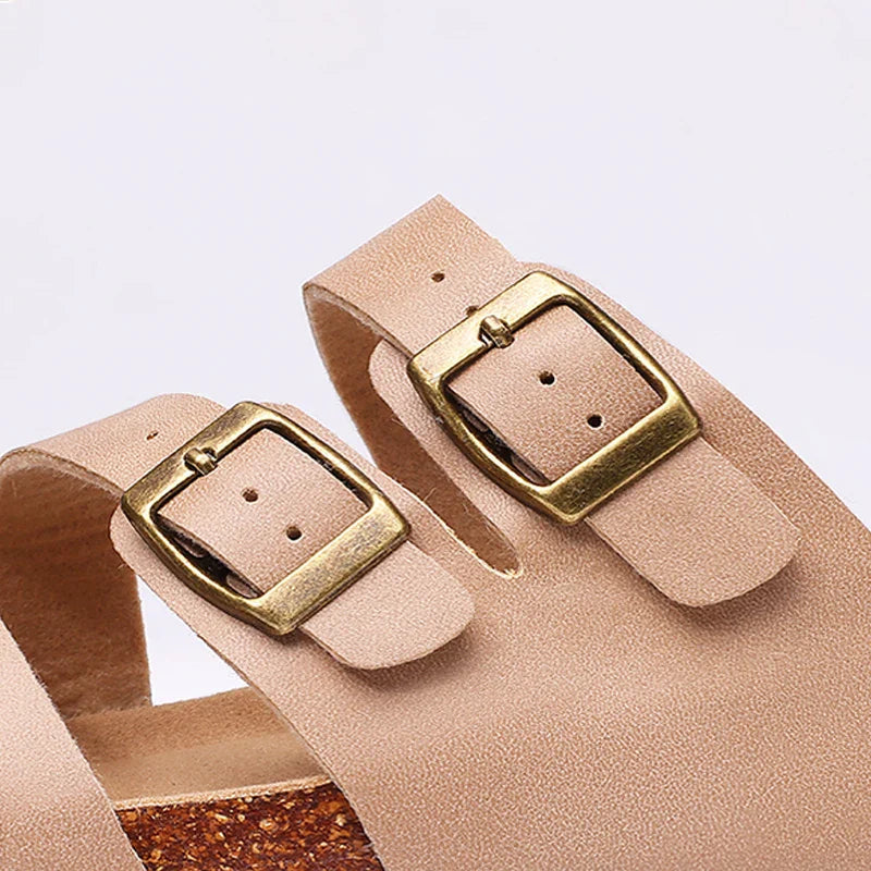 Hex Nappa leather slides in soft beige, featuring a minimalist design with a comfortable, casual style. 7