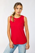 White ribbed sleeveless tank top, crew-neck style, relaxed fit, perfect for casual layering. 1