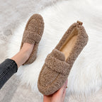 Jane teddy faux fur loafer flats, taupe, worn