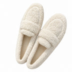 Jane teddy faux fur loafer flats, cream, pair