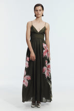 Jareth Maxi Dress - Women's V-Neck Relaxed A-Line Summer Dress in Ramie 0