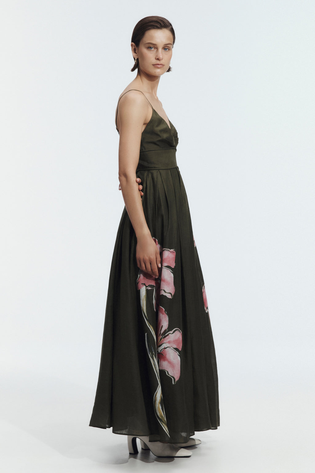 Jareth Maxi Dress - Women's V-Neck Relaxed A-Line Summer Dress in Ramie 4