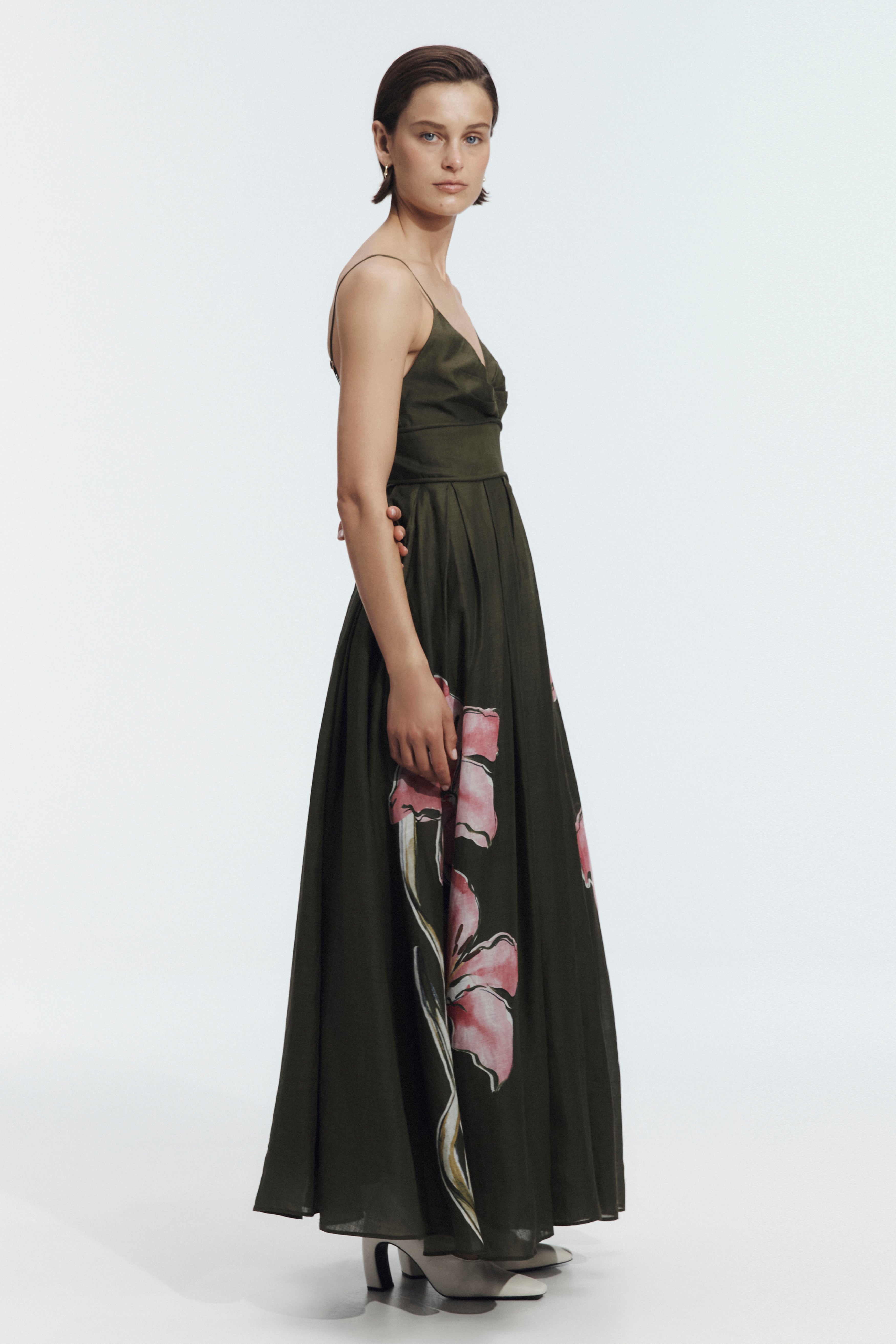 Jareth Maxi Dress - Women's V-Neck Relaxed A-Line Summer Dress in Ramie 4