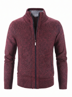 Jelle zip-up knit cardigan, red