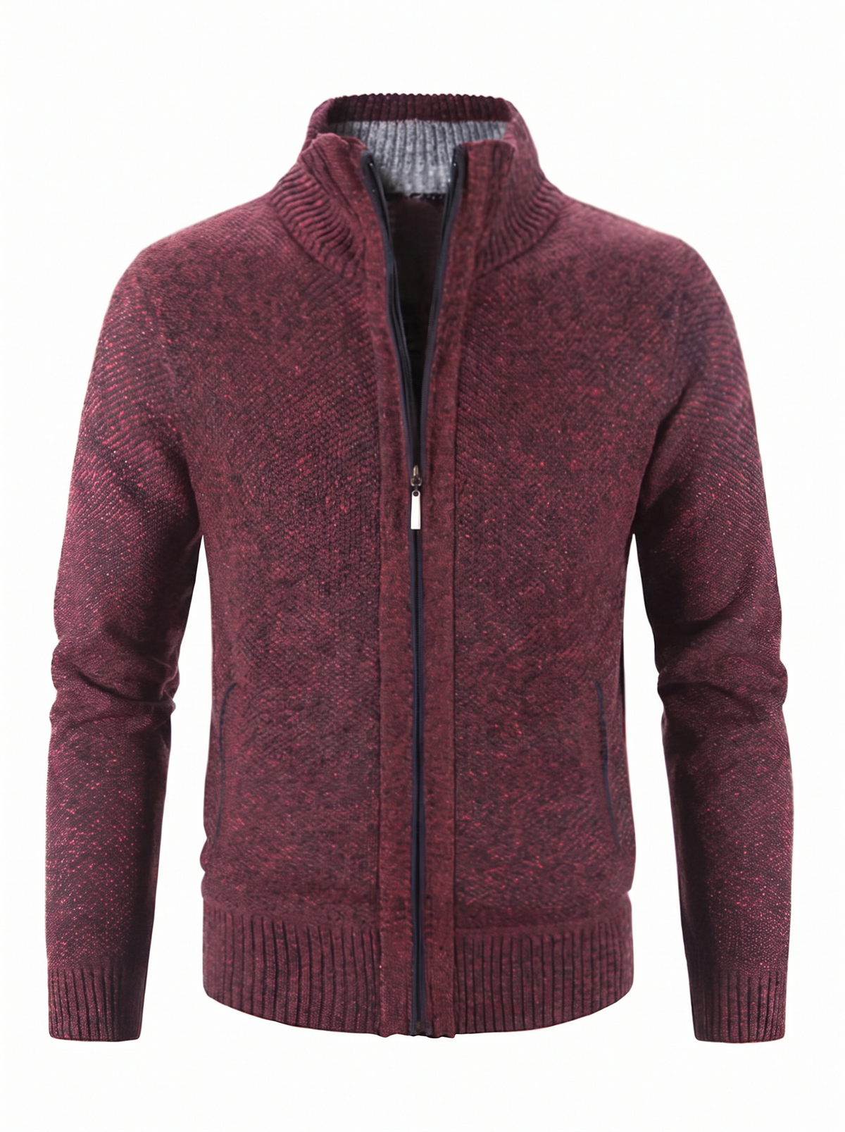 Jelle zip-up knit cardigan, red