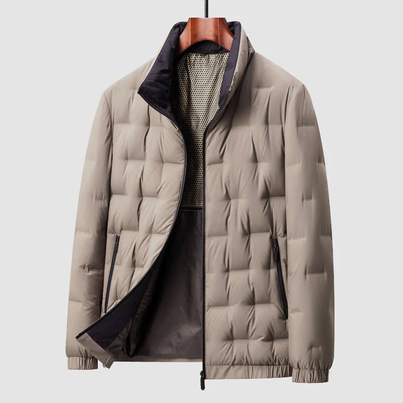 Jorrit quilted padded jacket in beige, front view