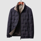 Jorrit quilted padded jacket in blue, front view with the lining showing