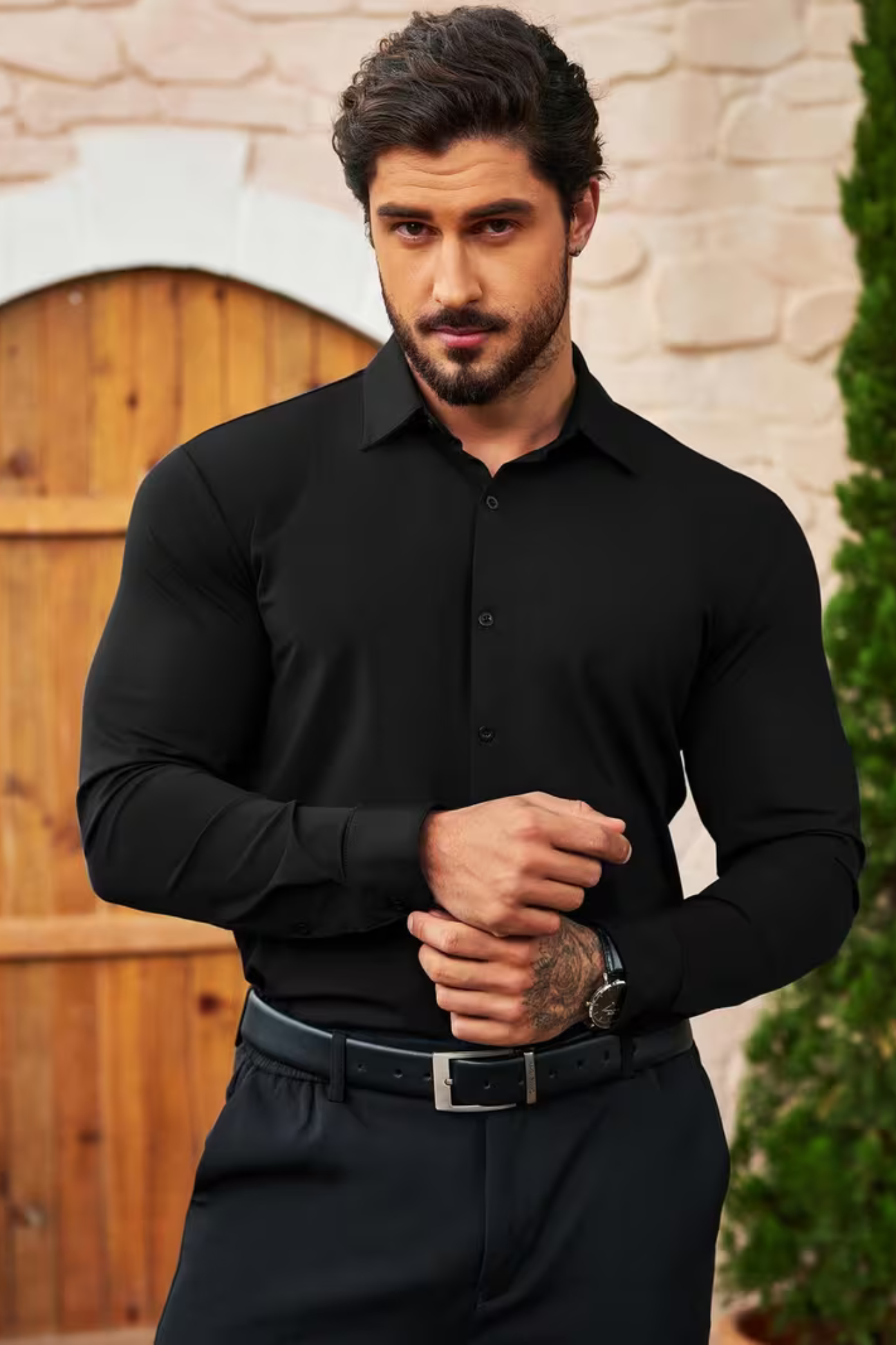 Eliano | Tailored Stretch Shirt – Classic Black