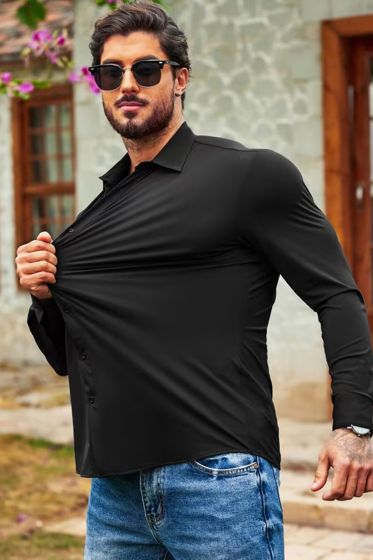 Eliano | Tailored Stretch Shirt – Classic Black
