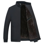 Men's fleece-lined zip jacket with a ribbed stand collar.