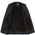 Men's fleece-lined zip jacket with a ribbed stand collar.