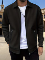 Kamron waffle-textured zip jacket black