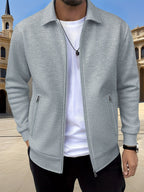 Kamron waffle-textured zip jacket grey