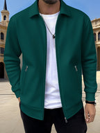 Kamron waffle-textured zip jacket dark green