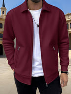 Kamron waffle-textured zip jacket burgundy