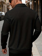 Kamron waffle-textured zip jacket black back