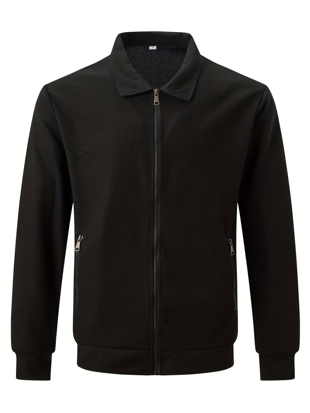 Kamron waffle-textured zip jacket black flat
