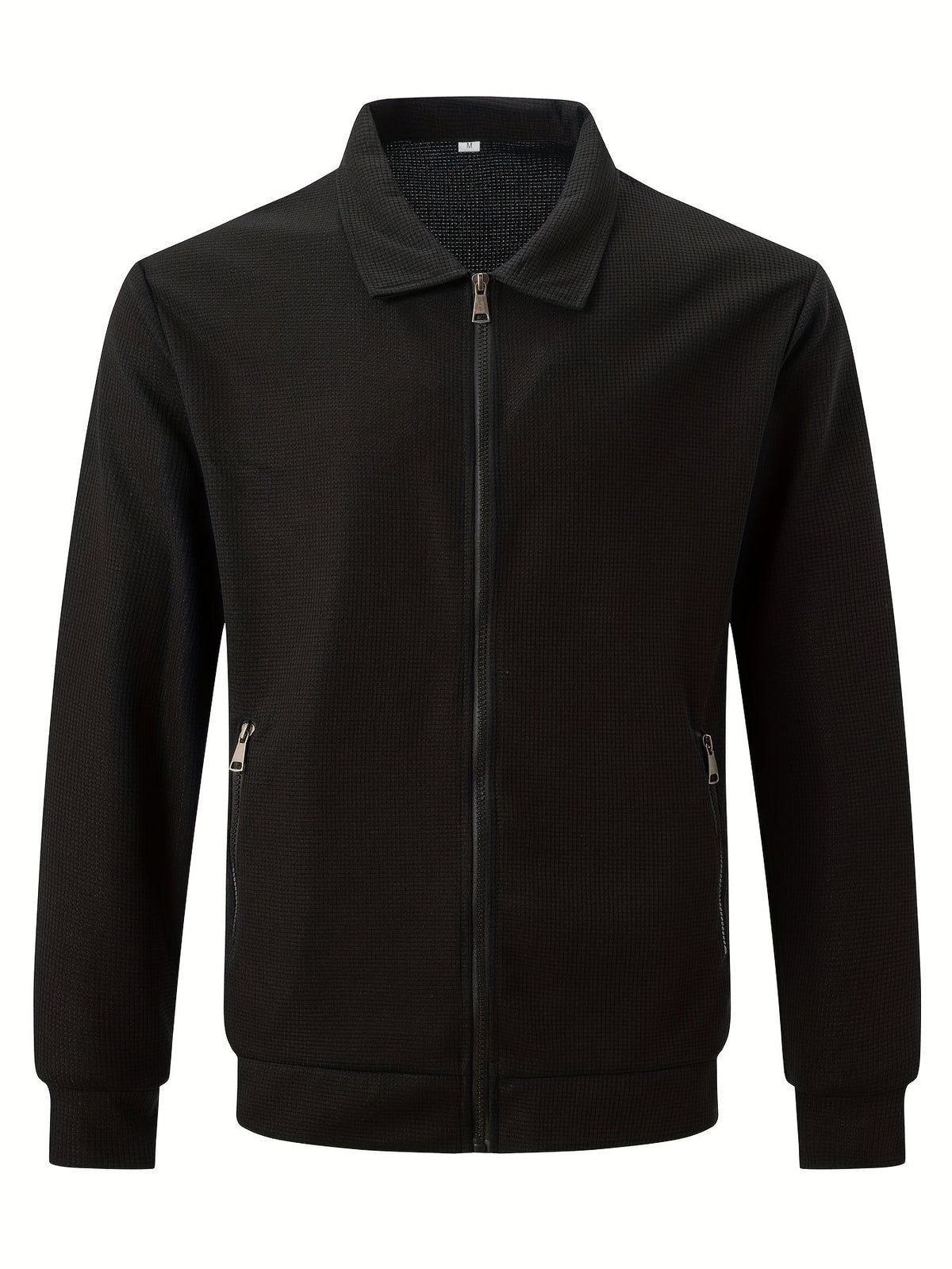 Kamron waffle-textured zip jacket black flat