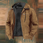 Keaton fleece-lined hooded jacket, brown