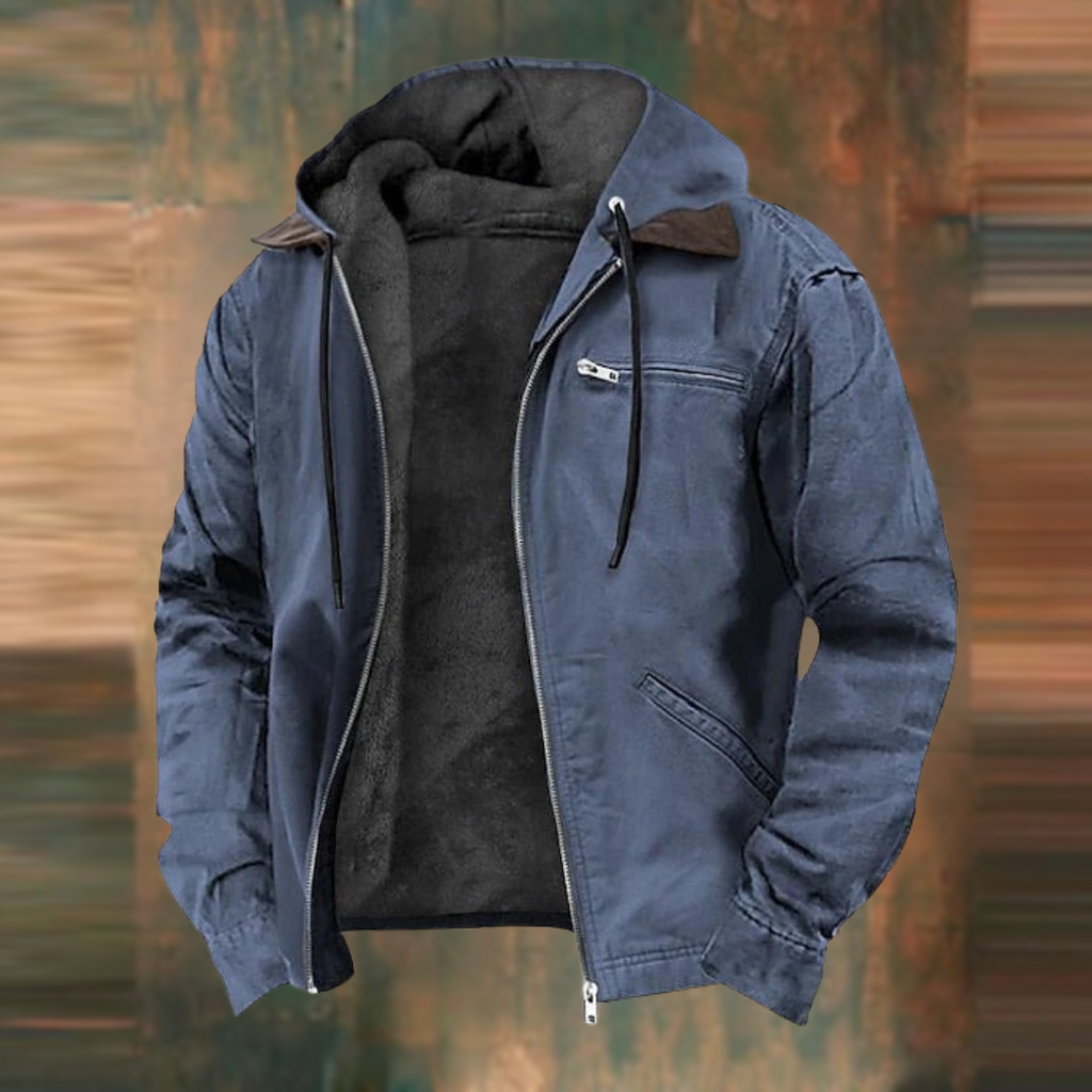 Keaton fleece-lined hooded jacket, blue