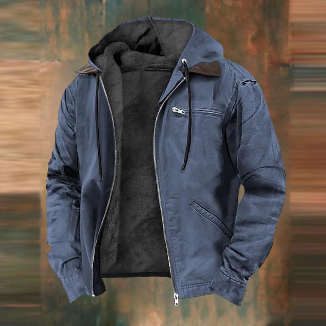Keaton fleece-lined hooded jacket, blue