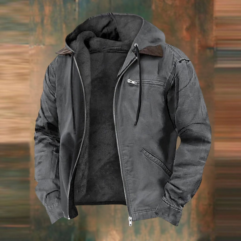 Keaton fleece-lined hooded jacket, grey