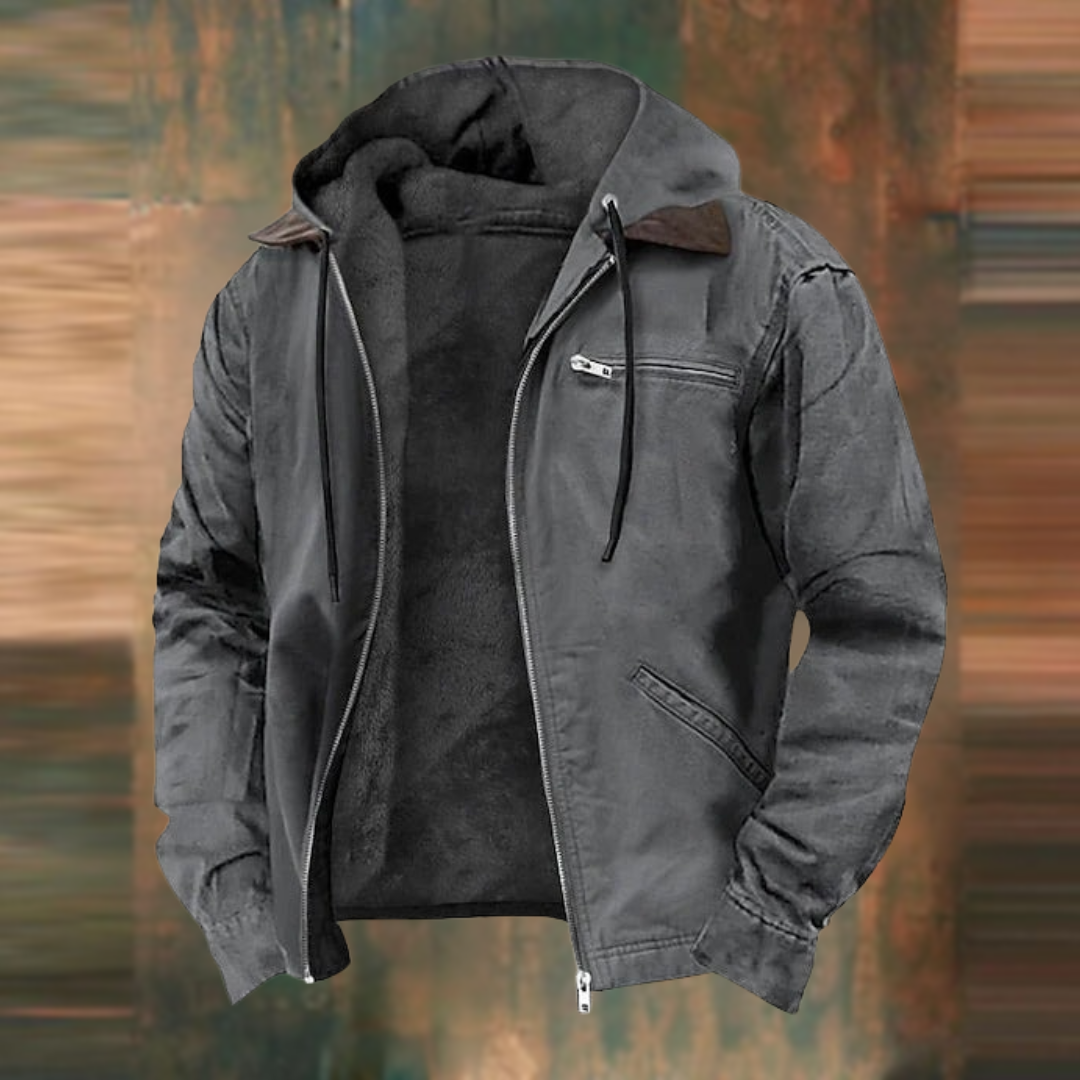 Keaton fleece-lined hooded jacket, grey