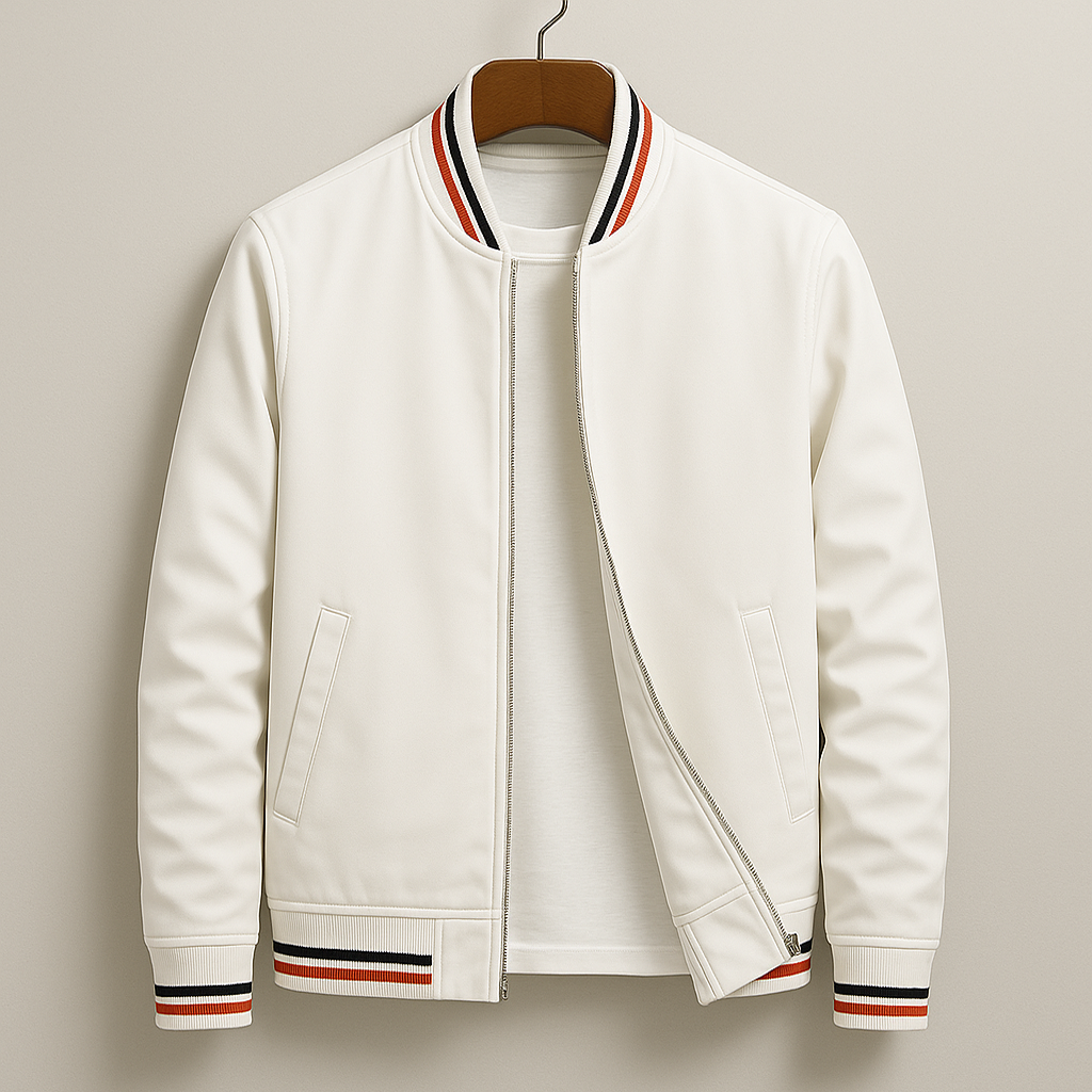 Kevin striped bomber jacket, white