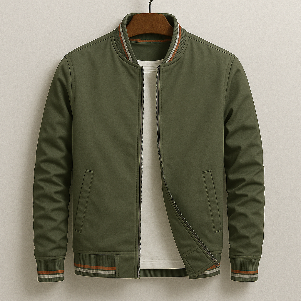 Kevin striped bomber jacket, green