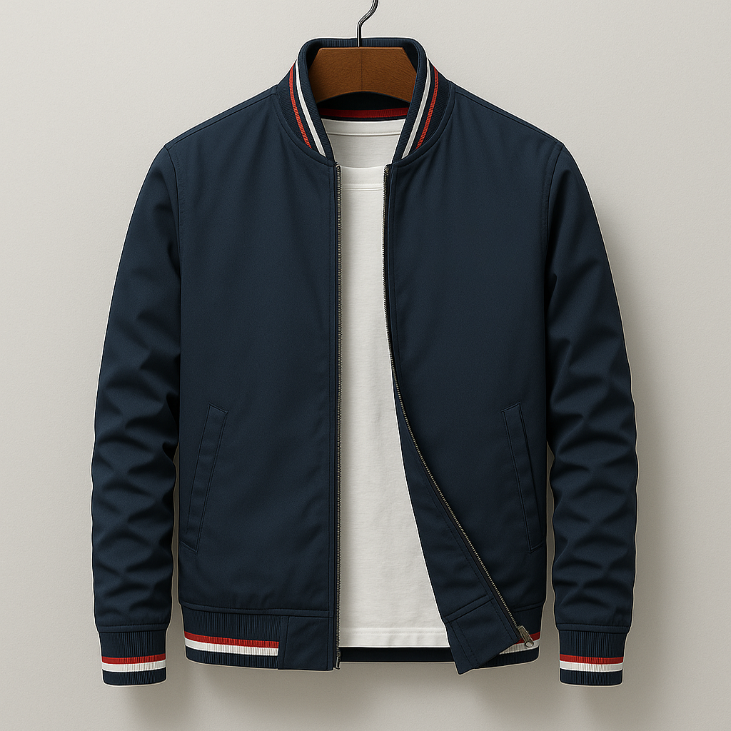 Kevin striped bomber jacket, navy blue