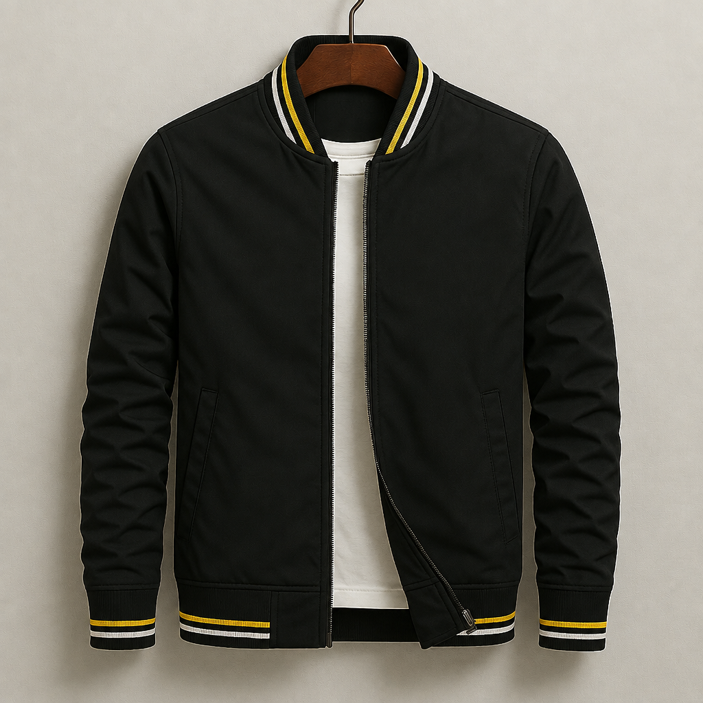 Kevin striped bomber jacket, black