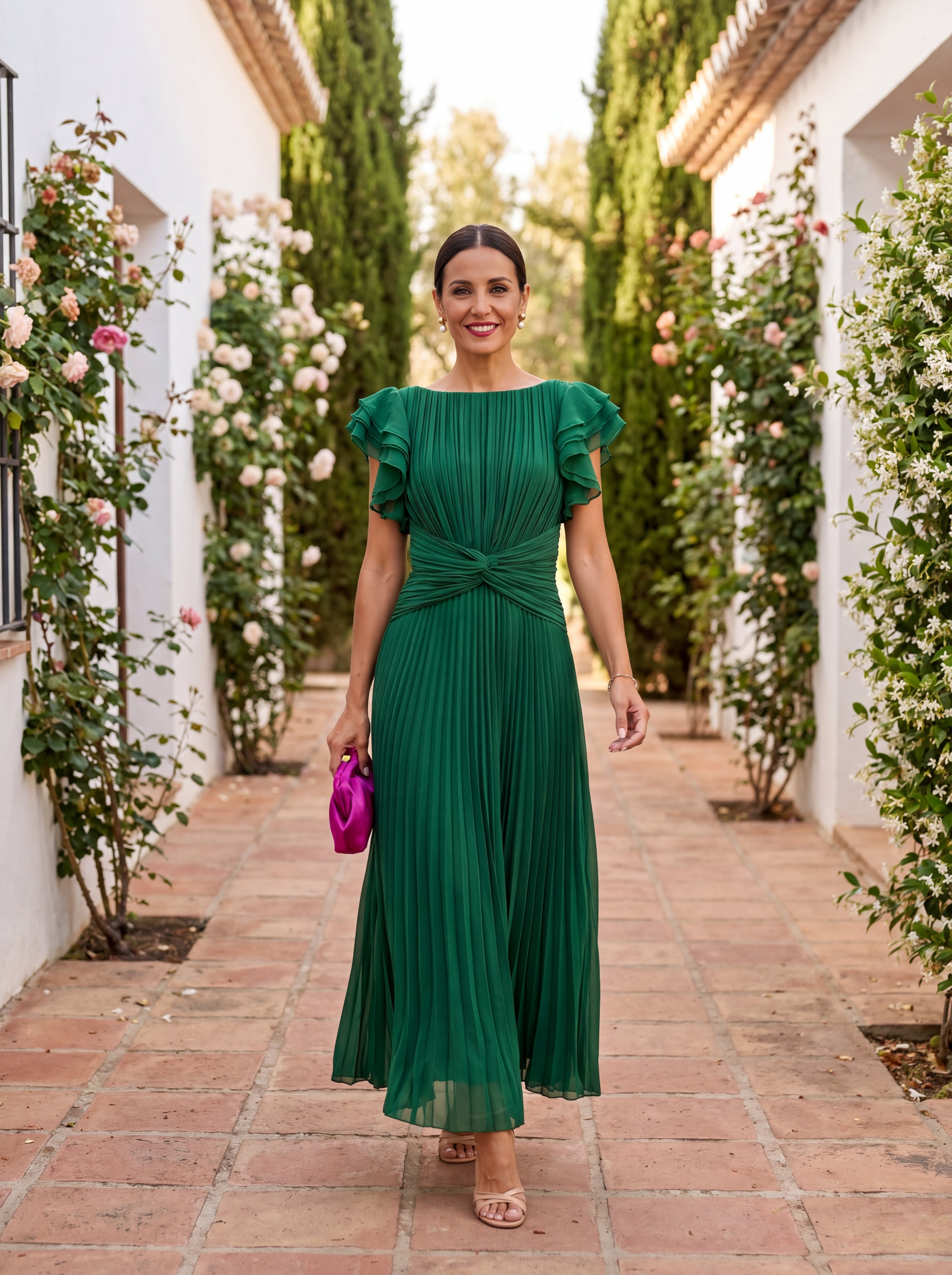Flowy navy blue maxi dress with pleated detailing and a relaxed fit. Perfect for casual outings or summer gatherings. 5