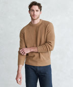 Leif Men's Fisherman Sweater Camel Straight Fit Lightweight Wool Cashmere 0