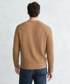 Leif Men's Fisherman Sweater Camel Straight Fit Lightweight Wool Cashmere 3