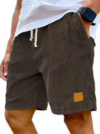Liam casual shorts in light beige corded fabric with an adjustable drawstring for a relaxed fit. 1