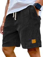 Liam casual shorts in light beige corded fabric with an adjustable drawstring for a relaxed fit. 9