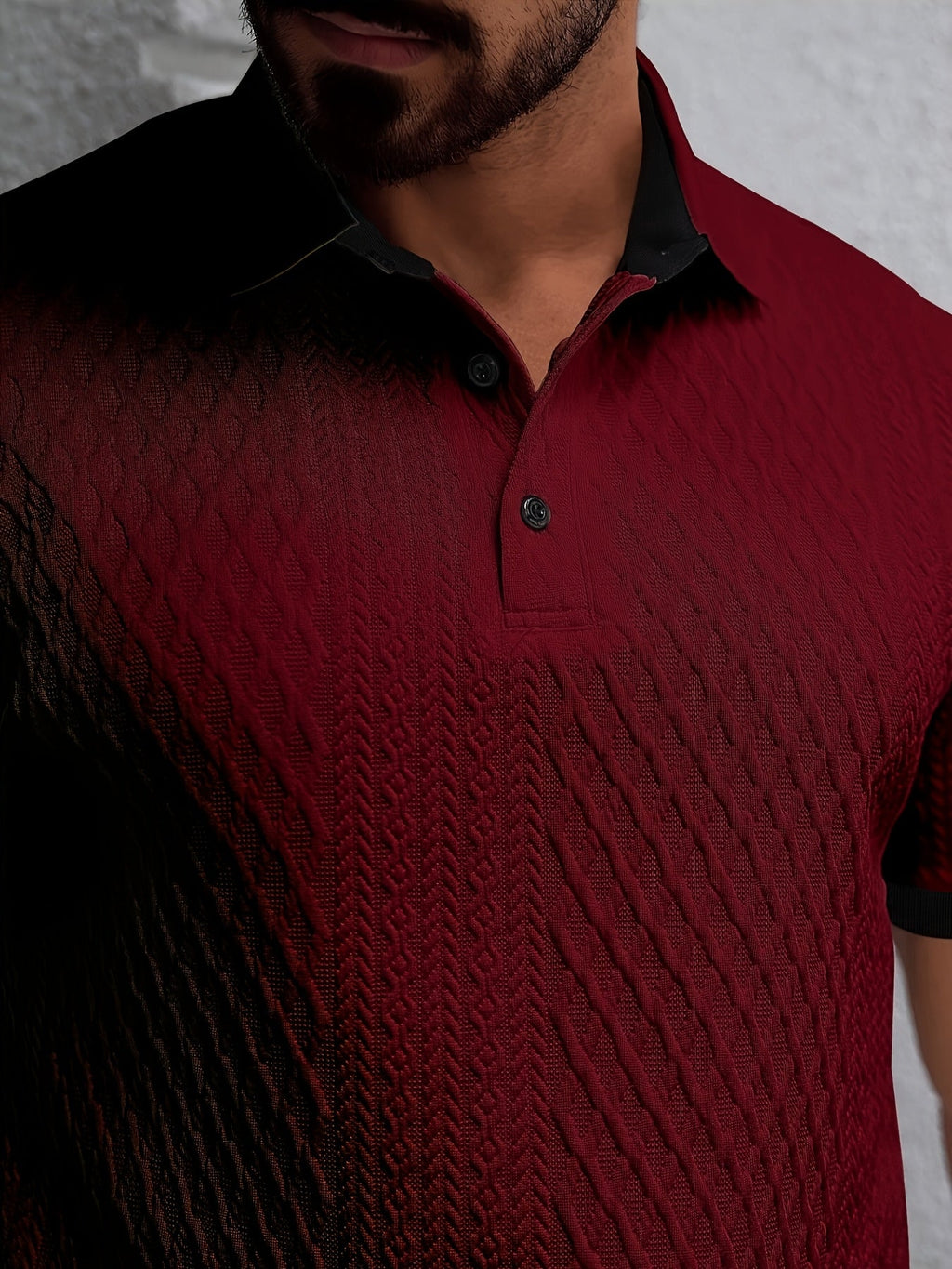 Liam long sleeve polo shirt in navy blue, featuring a structured collar and button front design. 11