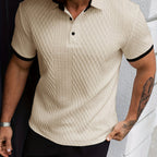 Liam long sleeve polo shirt in navy blue, featuring a structured collar and button front design. 9