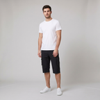 Liam men's cargo shorts in olive green, featuring a quick-drying fabric and multiple spacious pockets for outdoor use. 4