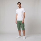 Liam men's cargo shorts in olive green, featuring a quick-drying fabric and multiple spacious pockets for outdoor use. 5