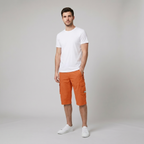 Liam men's cargo shorts in olive green, featuring a quick-drying fabric and multiple spacious pockets for outdoor use. 9