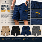Men's lightweight cargo shorts in khaki, featuring a multi-pocket design for practicality and comfort. 2