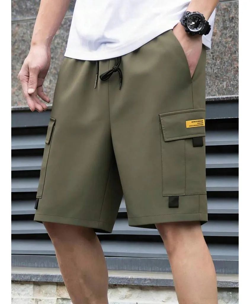 Men's lightweight cargo shorts in khaki, featuring a multi-pocket design for practicality and comfort. 6