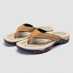 Men's flip flops in navy blue, featuring arch support and a sleek, water-resistant design. 0
