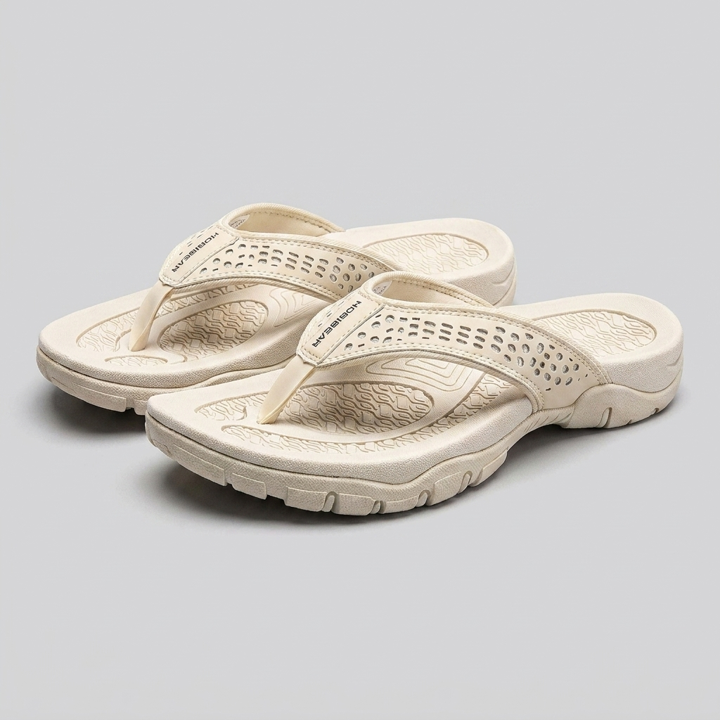 Men's flip flops in navy blue, featuring arch support and a sleek, water-resistant design. 8