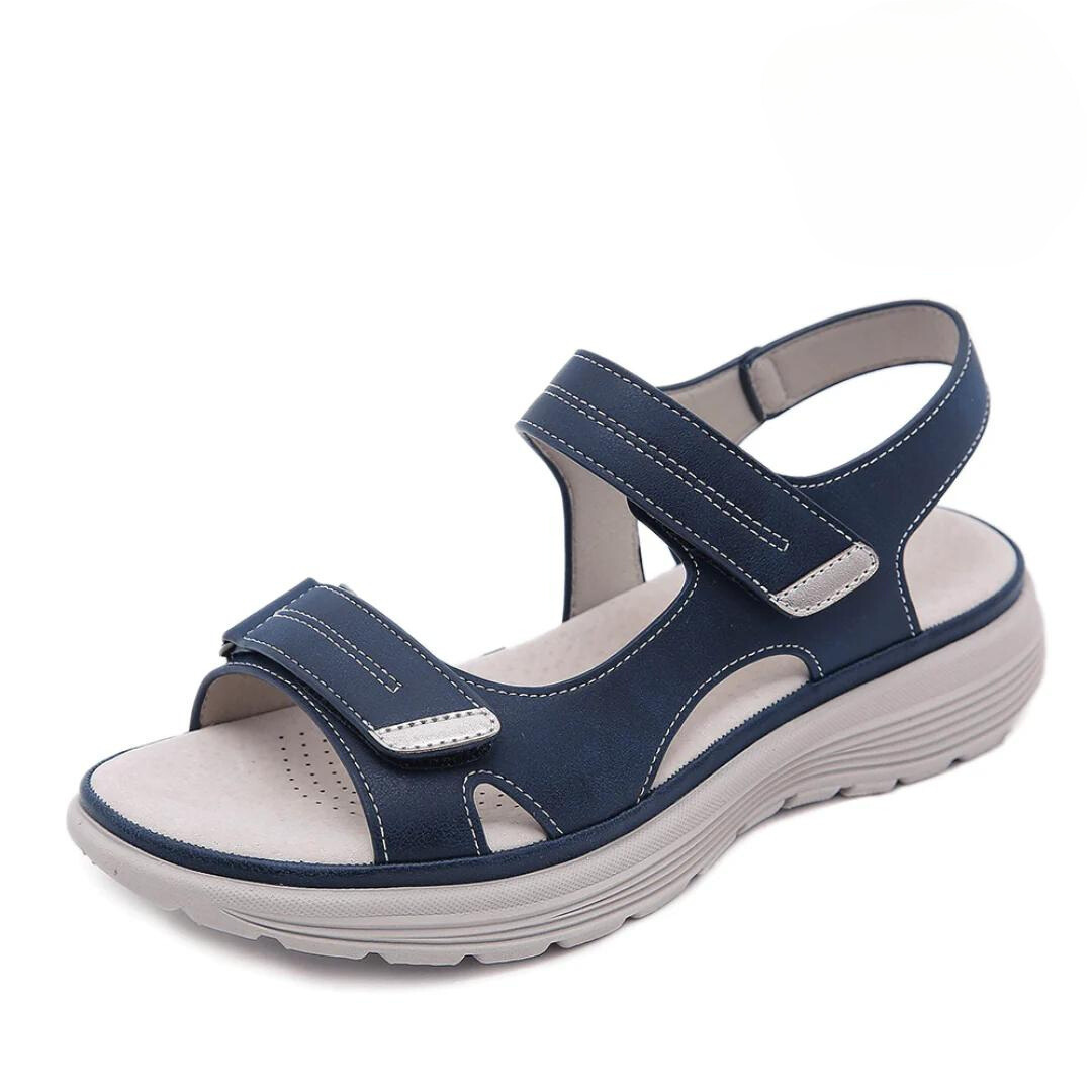 Liam orthopedic sandals in navy blue, featuring a wide toe box and supportive design for comfort. 1